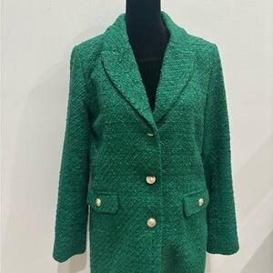 Chic Green Textured Women's Blazer